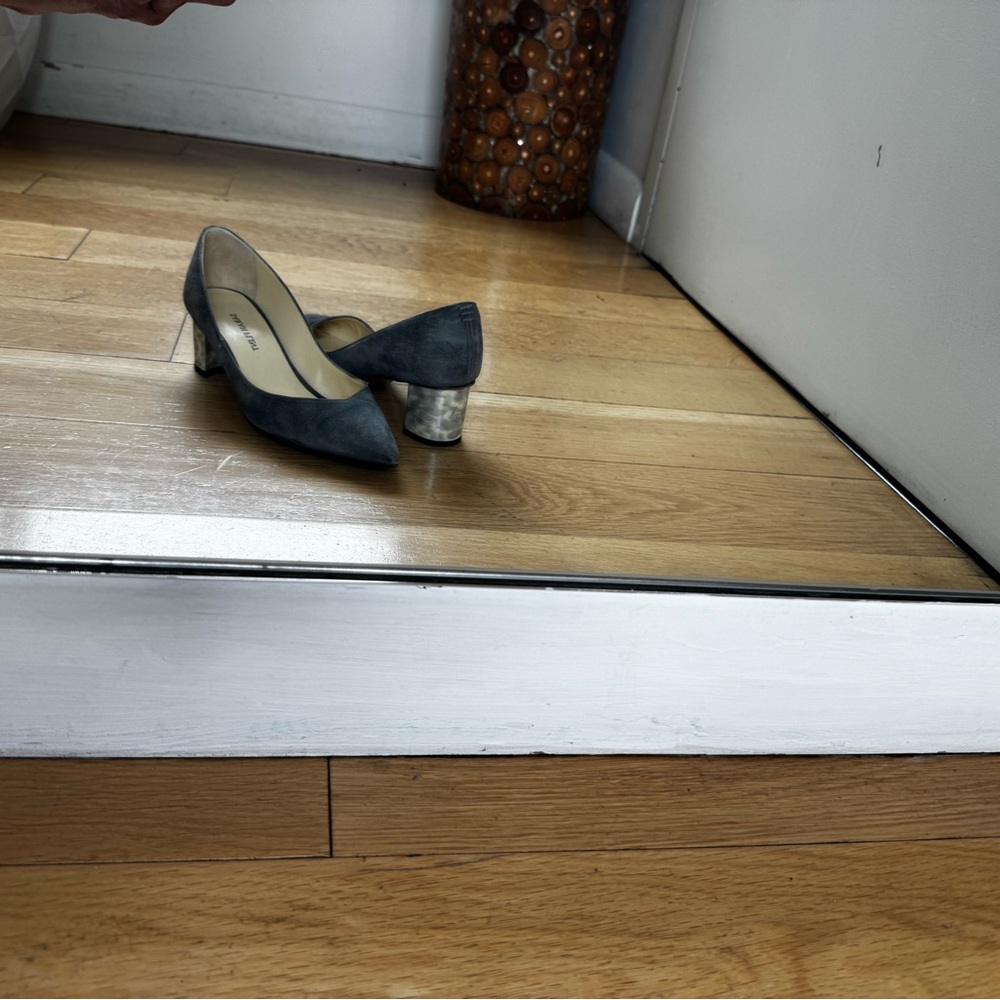 Sarah Flint Perfect Emma Charcoal Suede Pointed Block Heel Pumps - Picture 4 of 11